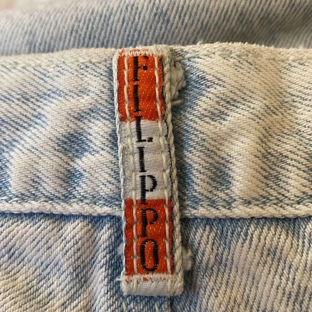 Filippo Vintage Light Wash Denim Bermuda Shorts Women’s 11/12 Ribbon Lace 8”